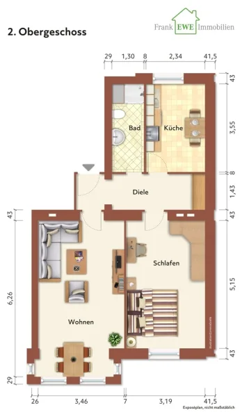 Grundriss immoG low, 2. OG, 2-Zimmer-Wohnung zum Kauf in Düsseldorf Friedrichstadt, Frank Ewe Immobilienmakler Düsseldorf Hassels