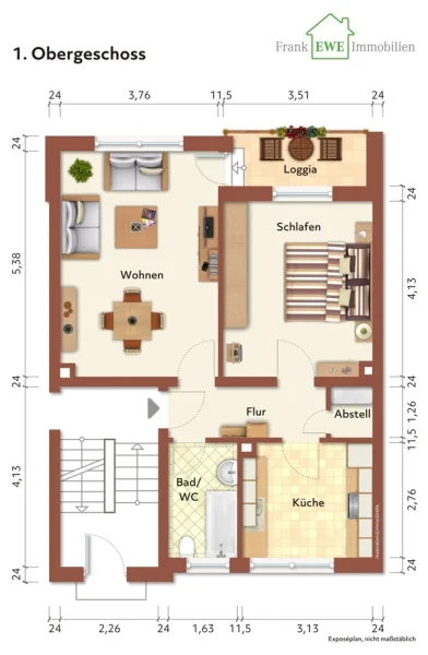 Grundriss immoG low, 2-Zimmer-Wohnung mit Loggia zum Kauf in Düsseldorf Hassels, Frank Ewe Immobilienmakler Düsseldorf Hassels (2)