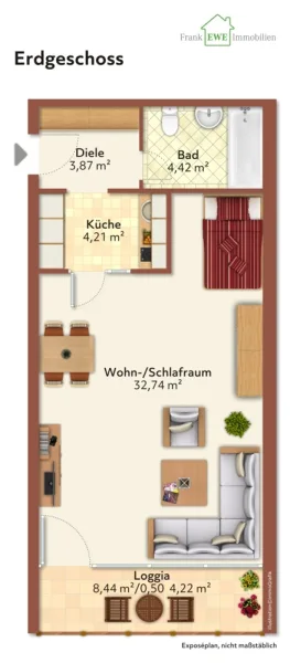 Grundriss EG Appartment zum Kauf in Düsseldorf Benrath, Frank Ewe Immobilienmakler in Düsseldorf (2)