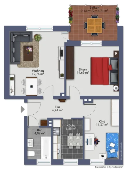 Grundriss - Wohnung kaufen in Kaufbeuren - Wohnen im Süden Kaufbeuren´s - Nur 1,5 km in die Altstadt