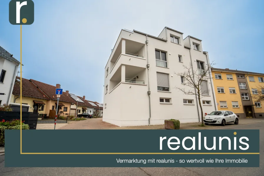 Frontansicht - Wohnung kaufen in Altlußheim - Komfortabel Wohnen in zeitgemäßem Neubau - Rheinblick bei realunis