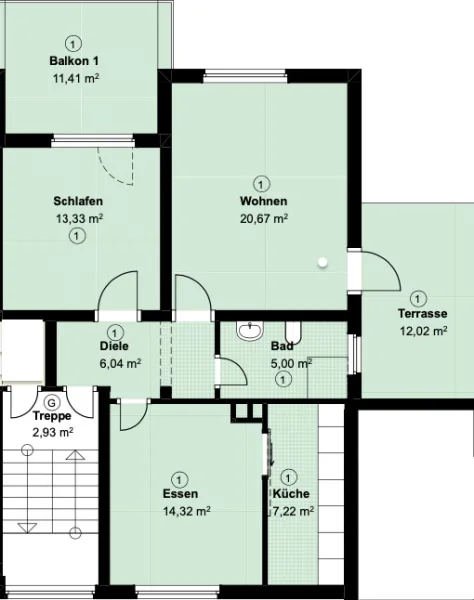 Grundriss WE 1 - Wohnung mieten in Königsbach-Stein / Stein - 3- Zimmer Wohnung mit Balkon, Terrasse und Garten