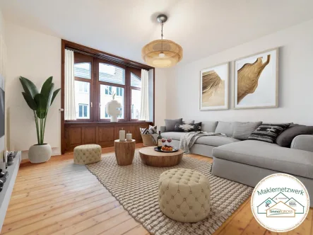 Wohnzimmer Staged - Wohnung kaufen in Lörrach - Stilvolles Wohnen im Erdgeschoss - Sanierter Altbau in Lörrach