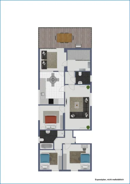 Grundriss DG Wohnung Visualisierung