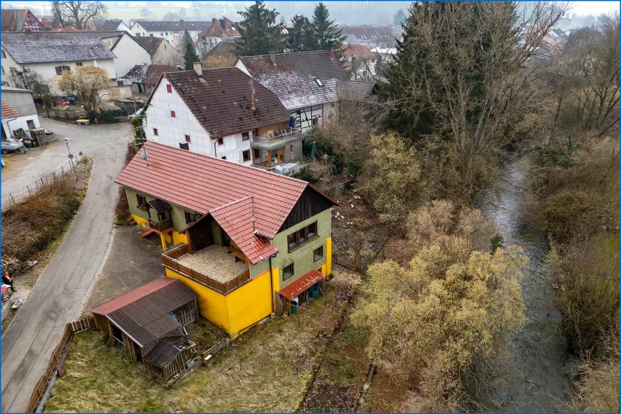 Luftbild Ach - Haus kaufen in Rielasingen-Worblingen / Arlen - Einfamilienhaus mit einzigartiger Lage in Arlen (Rielasingen-Worblingen) !