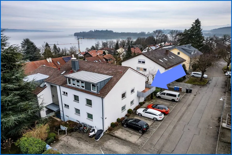 Luftbild - Wohnung kaufen in Litzelstetten - Charmante 3-Zimmer-Wohnung mit großem Süd-West-Balkon und Seeblick in Litzelstetten, freiwerdend !