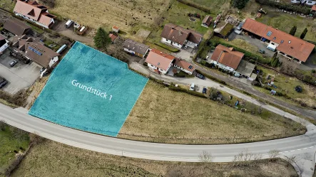 Baugrundstück Nr. 1 - Vogelperspektive - Grundstück kaufen in Berg-Höhenrain - Schön geschnittenes Baugrundstück in Berg-Höhenrain