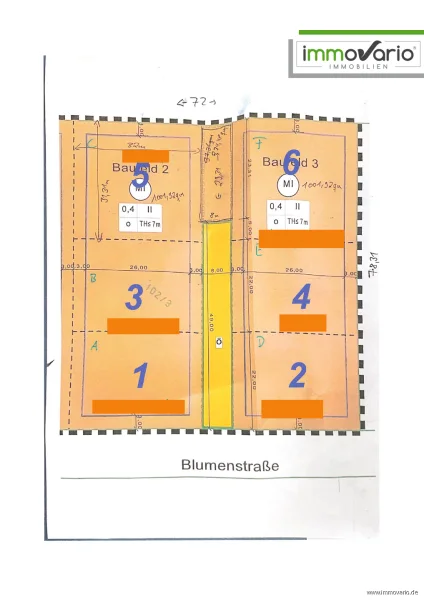 Flurkarte und Aufteilung Möser