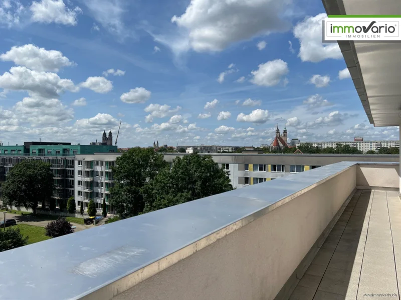 Ausblick - Wohnung mieten in Magdeburg / Werder - Exklusive Penthouse-Wohnung auf dem Werder mit großer Dachterrasse, Fußbodenheizung, Dusche & Wanne