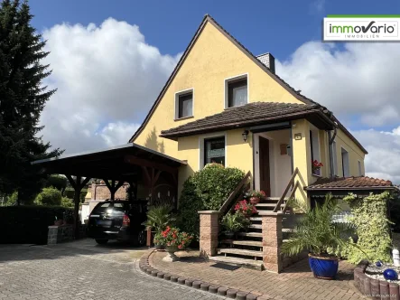 Objektansicht - Haus kaufen in Völpke - 5000 m² Grundstück! Gepflegtes Einfamilienhaus mit Gewerbehalle und großer Wiese zu verkaufen!