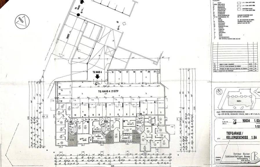 Plan der Tiefgarage