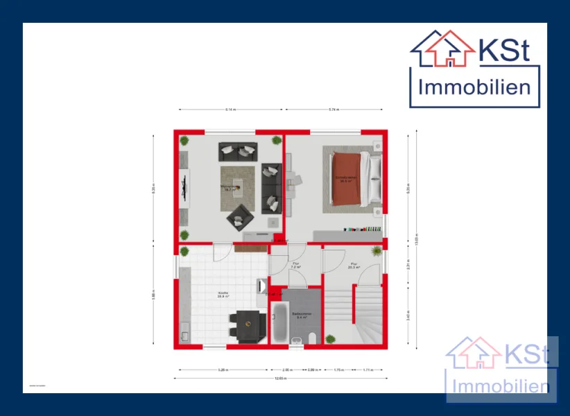 Grundriss EG + OG Haupthaus