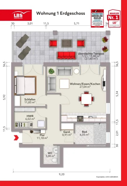 Neubauwohnung - Wohnung kaufen in Oldenburg - Neubau EG-Wohnung mit 79,83m² Wohnfläche, barrierefrei und vermietet!