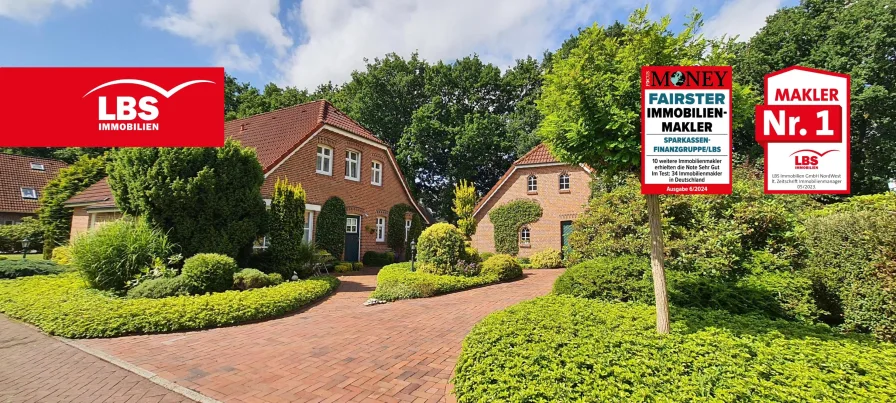 Auffahrt-Garage - Haus kaufen in Aurich - Wunderschönes Einfamilienhaus im Landhausstil in Aurich-Popens