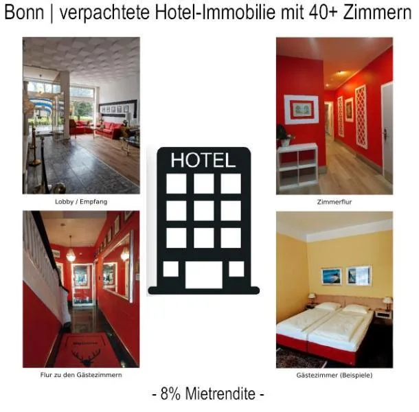 Einmalige Gelegenheit - Gastgewerbe/Hotel kaufen in Bonn - Bonn | verpachtete Hotel-Immobilie mit 40+ Zimmern | 8 % Mietrendite | Interessant für Kapitalanleger, Hoteliers und Projektentwickler