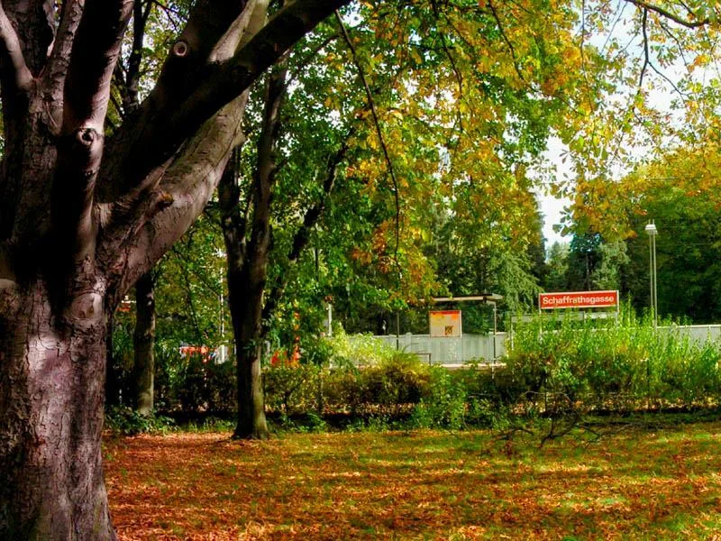 Blick zur nahegelegenen Bahnhaltestelle