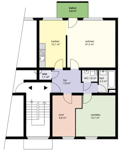 Grundriss - Wohnung kaufen in Enger - - Kaufen statt mieten! -Moderne Eigentumswohnung mit Balkon zu verkaufen!