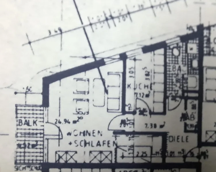 Grundriss - Wohnung mieten in Minden - Helle 1-Zimmer-Wohnung mit Balkon in zentraler Lage von Minden!