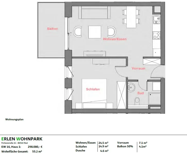 Grundriss mit m² Angabe