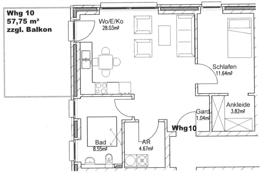 Grundriss Whg. 10, OG rechts-vorne