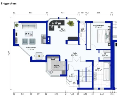 Erdgeschoss Wohnung - Haus kaufen in Ulrichstein - Zweifamilienhaus auf Erbpachtgrundstück