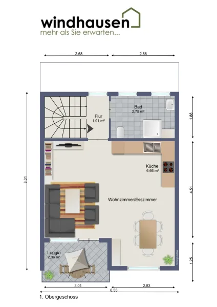 Grundriss Wohnung 1 OG