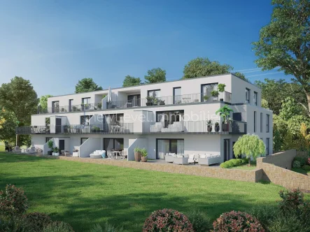 Visualisierung Süd-Ost - Wohnung kaufen in Rückersdorf - Gartentraum! Ihre Neubau-ETW 4 ZKB, Terrasse und großer Gartenanteil im nächsten Jahr bezugsfertig!