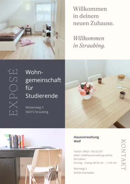 Studenten-WG - Wohnung mieten in Straubing - WG-Zimmer **Wohngemeinschaft für Studierende** **All-inclusive Miete ab 450 Euro**