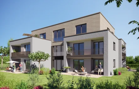 Südseite - Wohnung kaufen in Bayreuth - 4-Zi. Neubau-Terrassenwohnung mit Gartenanteil in Bayreuth