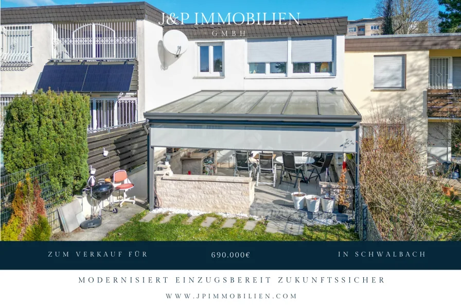 Titelbild - Haus kaufen in Schwalbach am Taunus - Rundum modernisiert: Einziehen & wohlfühlen – Hochwertiges Reihenhaus mit Aufstockungspotenzial!