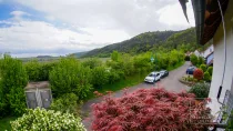 Blick vom Balkon auf die Weinberge