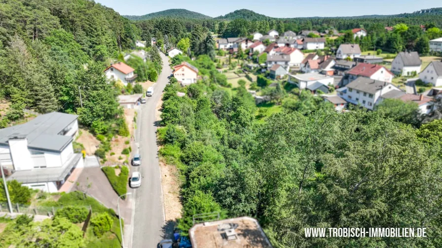 Blick von oben auf Straße