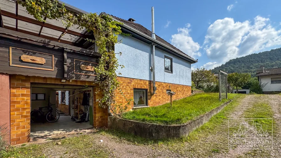 Haus - Seitenansicht mit Zufahrt zur Garage