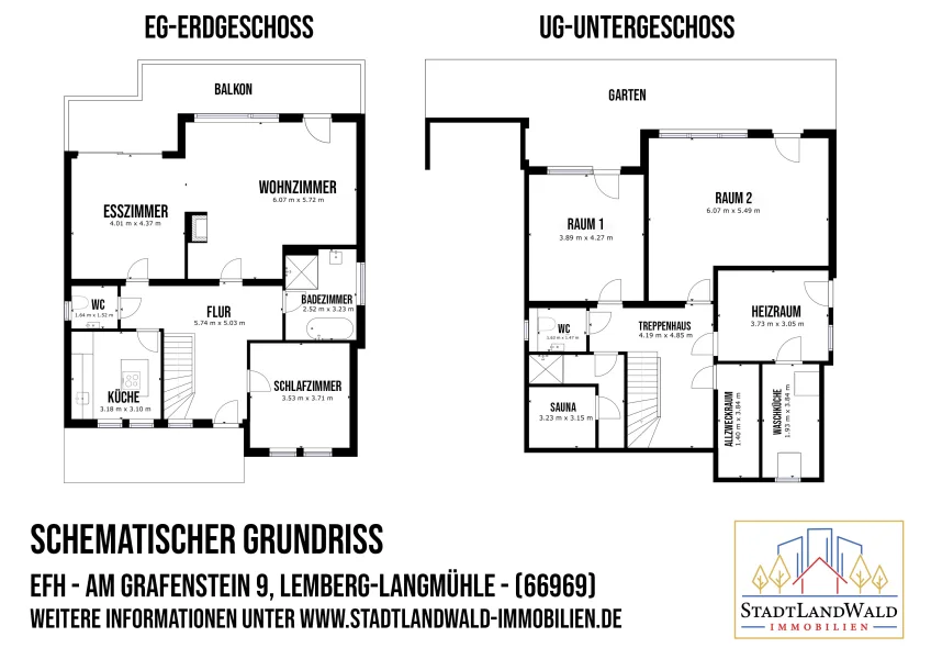 Schematischer Grundriss -EG + UG