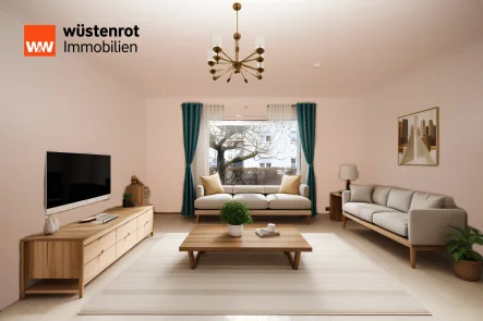 Wohnzimmer Einrichtungsbeispiel - Wohnung mieten in Petersberg - Für Alle die Stil und Qualität suchen - die perfekte Balance zwischen urbanem Leben und Rückzugsort.