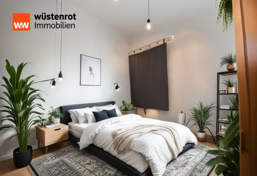 Schlafzimmer - Zum Schutz der Privatsphäre der Mieter wurden die Bilder mit Hilfe einer KI überarbeitet