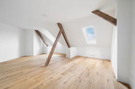 Schlafzimmer - Wohnung kaufen in Augsburg - Modernes Wohnen mit Altbau-Charme: 106 m² kernsanierte Dachgeschosswohnung!