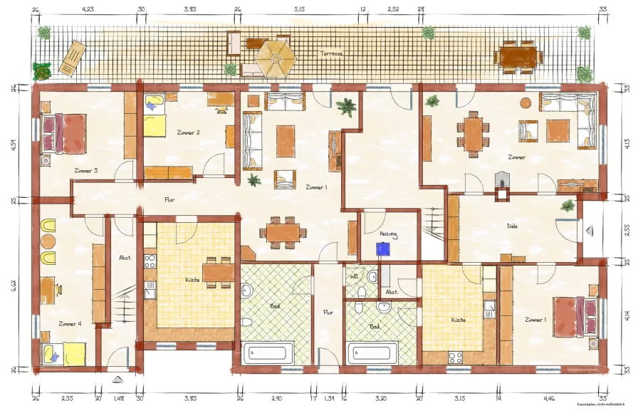 Grundriss EG beispielmöbliert