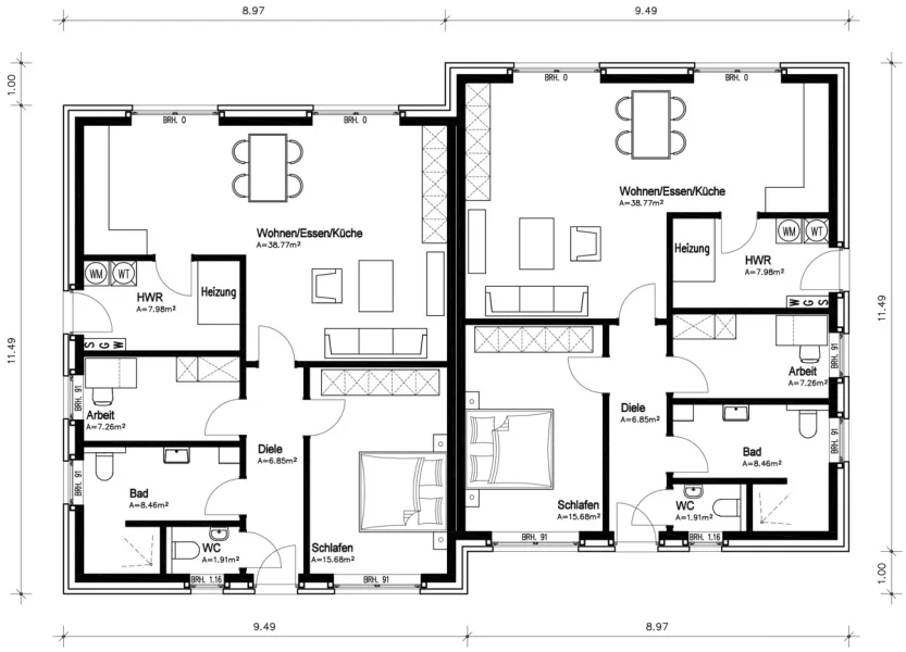 Grundriss Doppelhaus