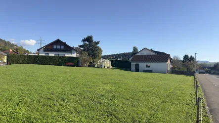 Blick von N - Doppelgarage - Grundstück kaufen in Rottweil - DBI - RALF PAVALETZ - Wunderschönes Baugrundstück in Rottweil-Neufra ca. 550 m² mit Garage