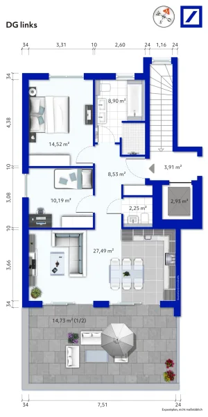 Grundriss WE 1.3 - Wohnung kaufen in Bönnigheim - HOHENSTEIN VILLEN–DURCHDACHTER WOHNRAUM MIT VIEL PLATZ, LICHT & LUFT