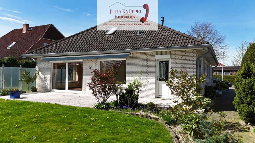 Terrasse - Haus mieten in Bruchhausen-Vilsen - Attraktiver Bungalow zur Miete in zentraler Lage von Bruchhausen-Vilsen – Bezugsfrei ab 01.04.2025!