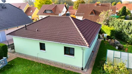 Luftbild Garten mit Obstbaumbestand - Haus kaufen in Niesky - Niedrigenergiehausmodern und komfortabel Wohnen mit schönem Garten in einer beliebter Wohnlage