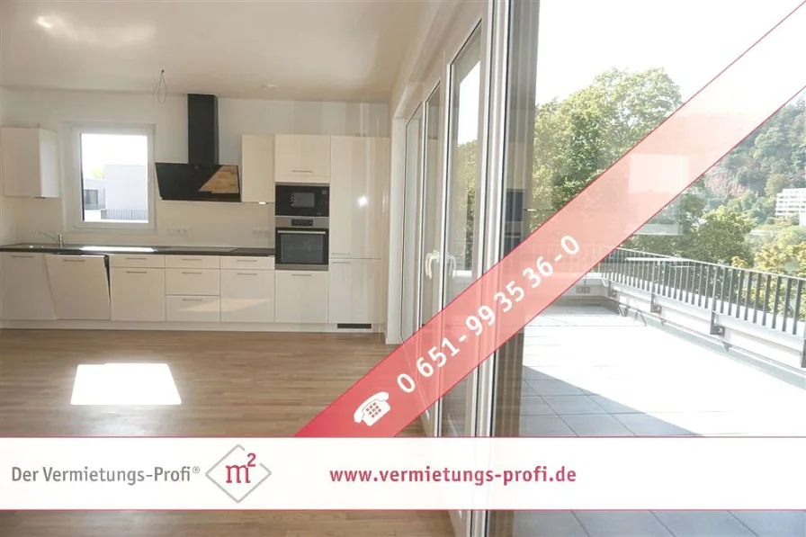 Wohnraum - Wohnung mieten in Trier - Mieten Sie dieses exklusive Penthouse mit Einbauküche und Terrasse in super Mosellage...