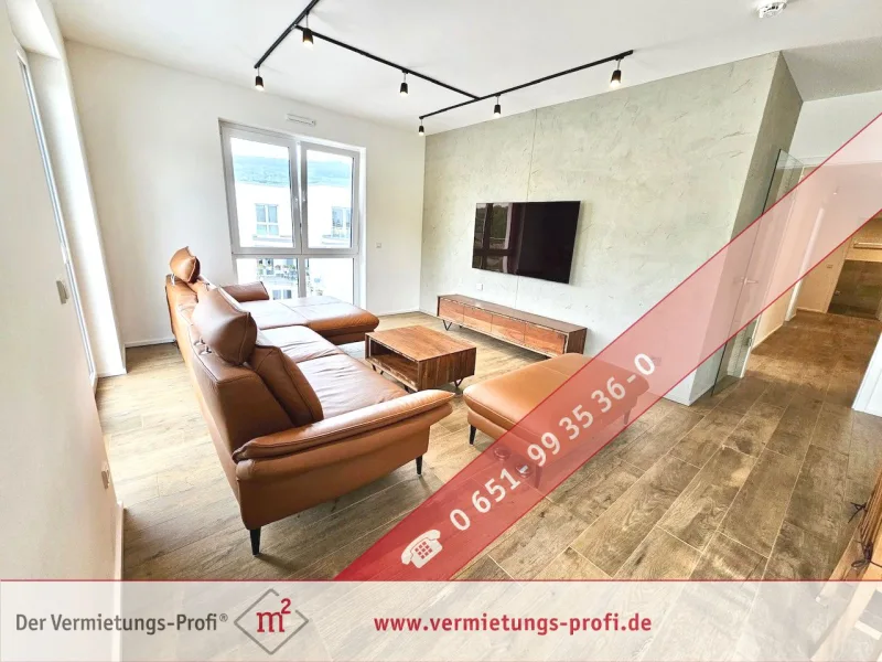 Wohnraum - Wohnung mieten in Nittel - Ultimativer Luxus in Nittel: 3-Zimmer-Penthouse-Wohnung mit riesiger Dachterrasse, voll möbliert und modernen Bädern